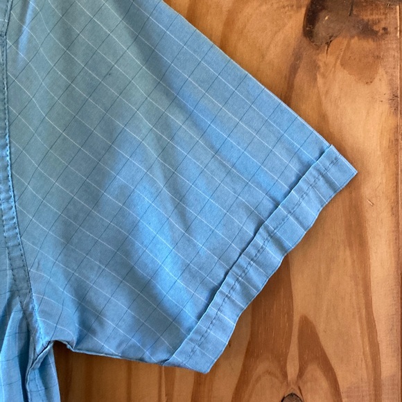 Men Haggar blue white plaid short sleeve button down shirt size S - Picture 8 of 8